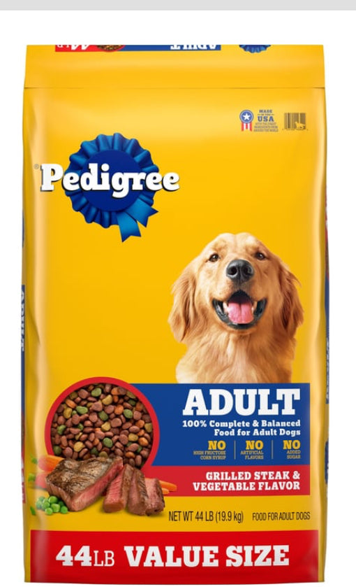 Pedigree Adult Complete Dry Dog Food Grilled Steak and Vegetables (44lb)