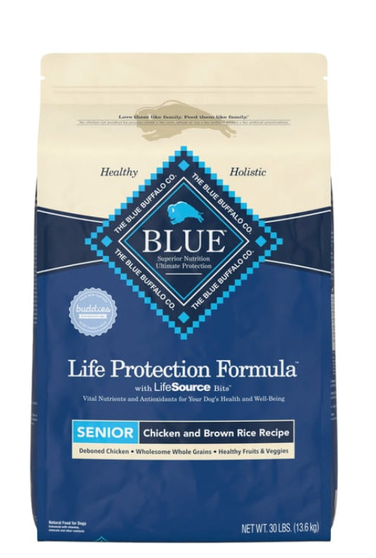 Blue Buffalo Life Protection Formula Chicken and Brown Rice recipe Dry Senior Dog Food 30lb