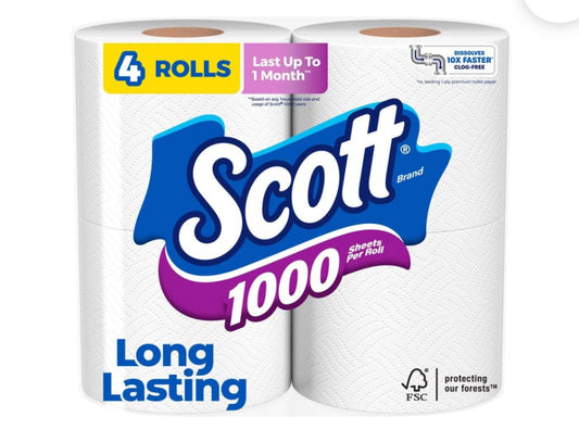 Scott Toilet Paper 1-ply toilet paper rolls (4ct)