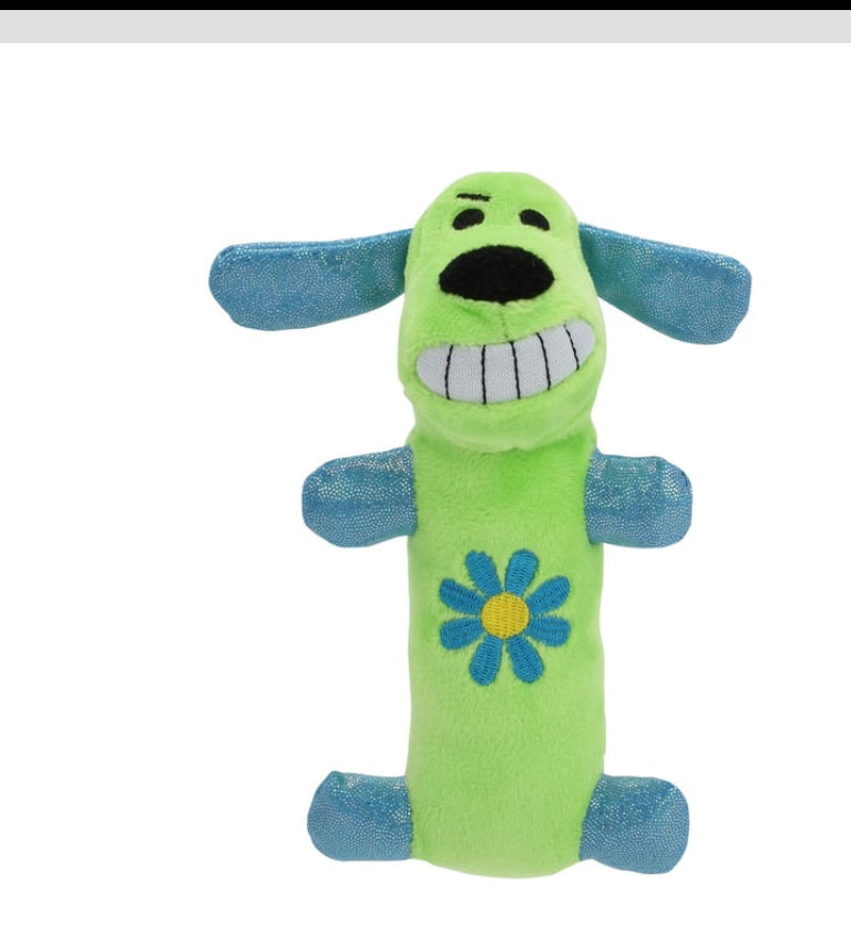 Multipet Lamb Chop Blue and Green Spring Plush Dog Toy Blue and Green dog Plush Toy